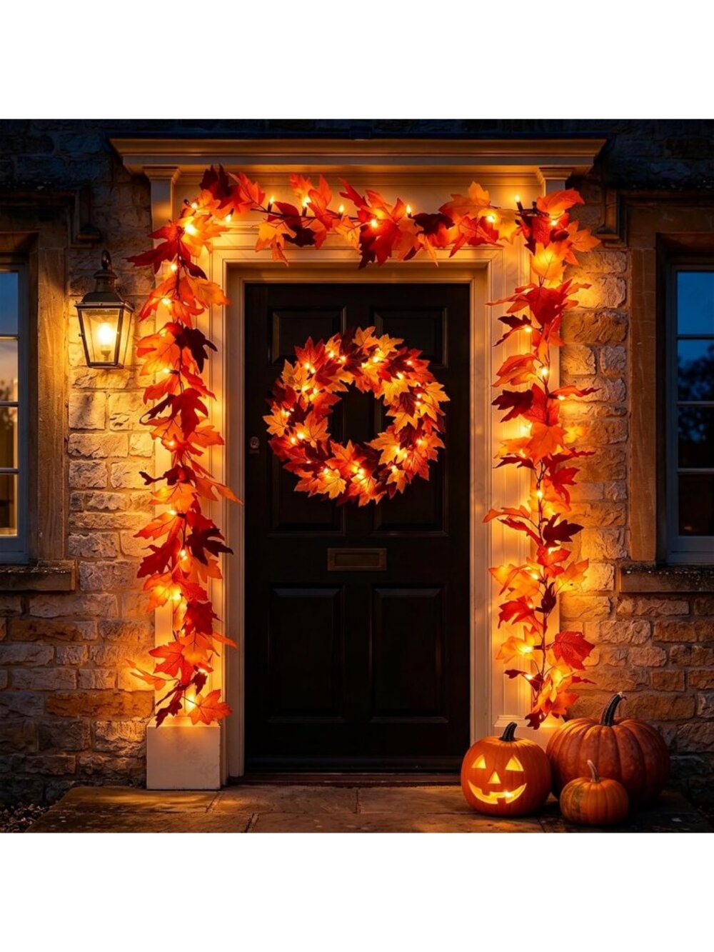 12Ft LED Fall Garland with 50 Lights, 8 Modes, Waterproof Maple Leaf Decor - Picture 2 of 7